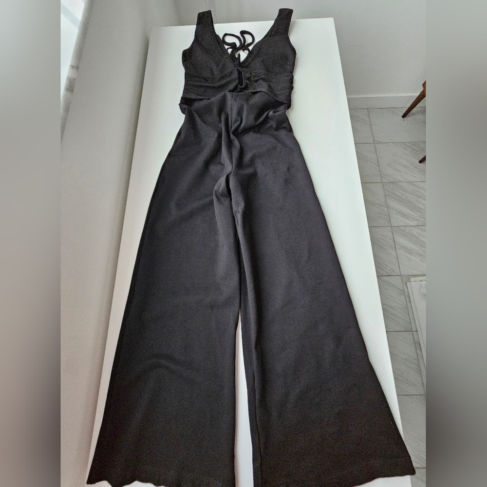 Cushnie Et Ochs × Carbone 38 Black Wide Leg Wrapped Waist Cut Out Jumpsuit - Picture 5 of 15
